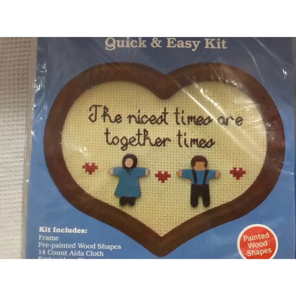 Vintage 1987‎ Lot 4 Hobby & Kraft Counted Cross Stitch Quick & Easy Heart Frames